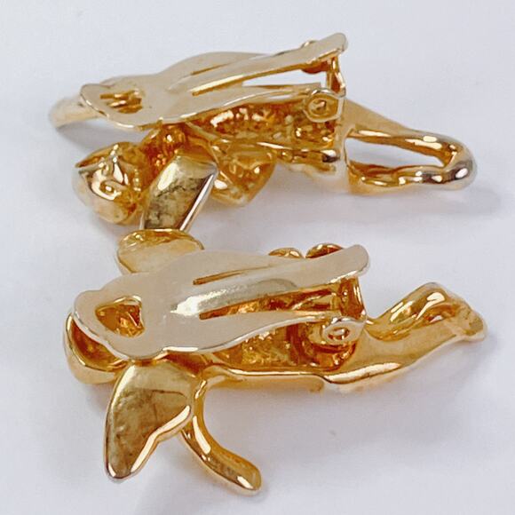 VTG Two-Tone Cherub Angel Clip On Earrings Baroque Revival Figural Romantic - Picture 7 of 11